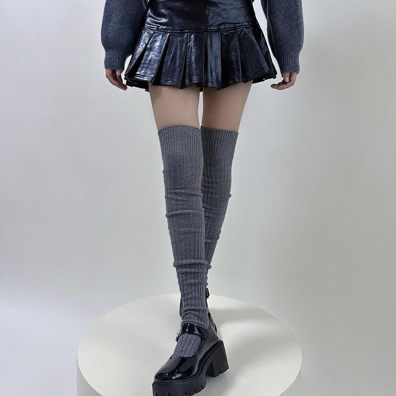 ニーハイソックス レディース 秋冬 レトロスタイル クラシック ニット リブ編み 綿混 無地 シンプル あたたか 防寒 保温 冷え対策 フェミニン デイリーユース 普段使い オーバーニー丈 ロング丈