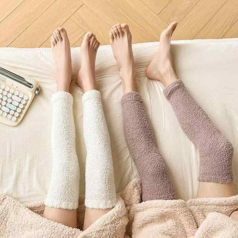 ニーハイソックス レディース 女性用 秋冬 サンゴフリース コーラルフリース 裏起毛 厚手 もこもこ 保..