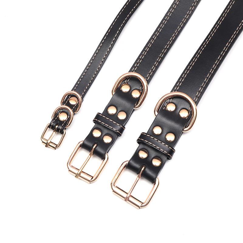 首輪 犬猫用 合成皮革 PU 厚手 快適 金属バックル サイズ調整可能 散歩用 レッド ブラック ブラウン 小..