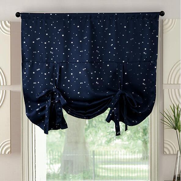ローマンシェード 星柄 遮光 穴あけ不要 突っ張り式 賃貸対応 簡単設置 男女兼用 子供部屋 寝室 リビン..