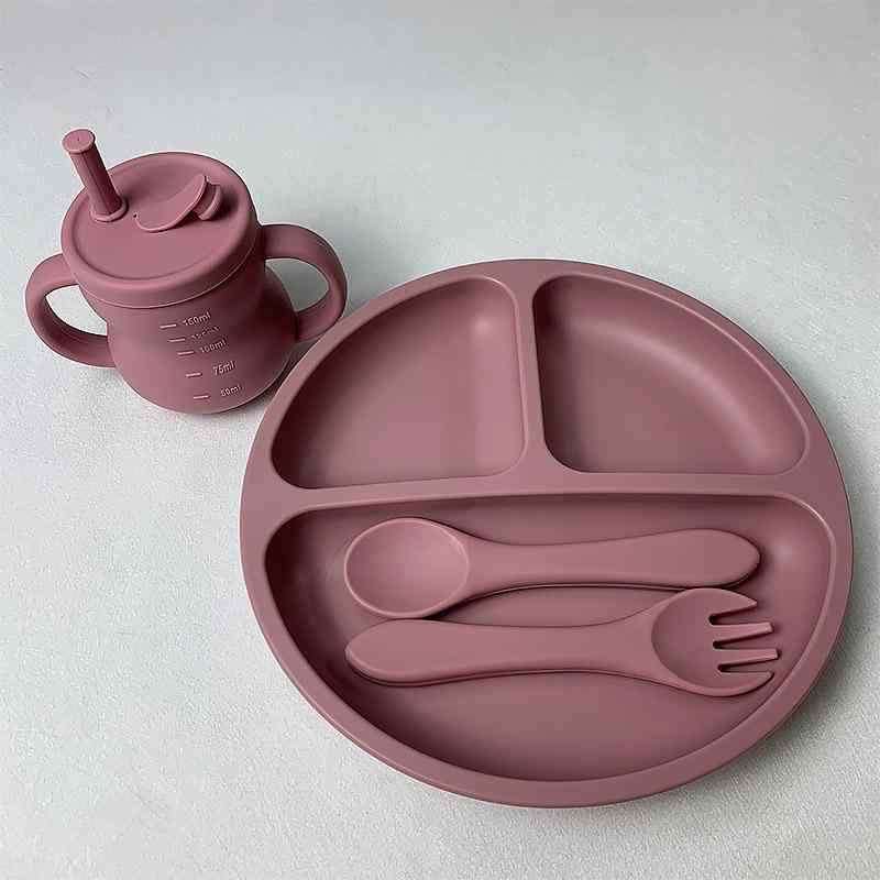 ベビー食器 赤ちゃん 離乳食 シリコン 食事セット プレート ボウル スプーン フォーク 4点セット 3ヶ月..