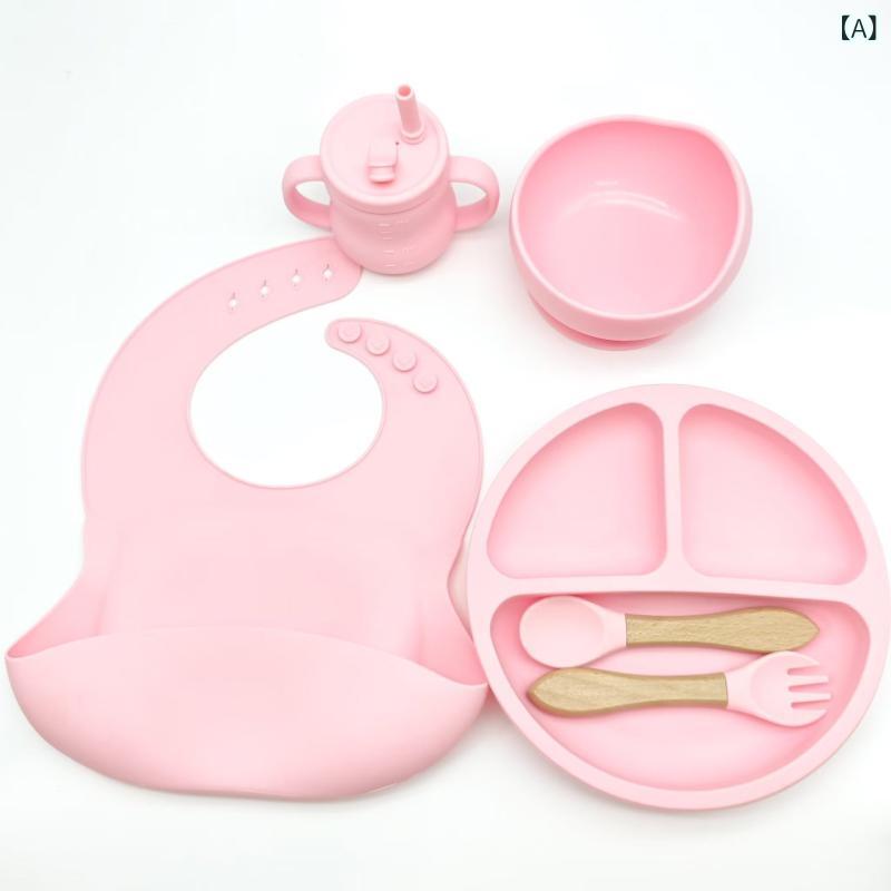 ベビー食器 子供用 シリコン製 離乳食 幼児食 6点 モランディカラー 食事セット 食洗機対応 滑り止め ..