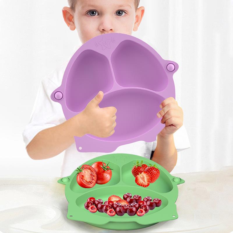 ベビー食器 赤ちゃん シリコン製 吸盤付き 仕切り皿 離乳食 幼児食 食品グレード 家庭用 こぼれにくい ..