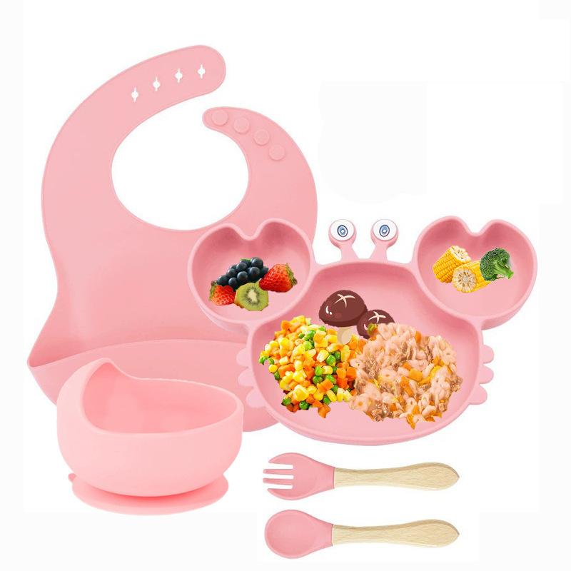 ベビー食器 赤ちゃん 子供用 食品グレード シリコン製 カニ型 キャラクター かわいい 仕切り皿 離乳食 ..