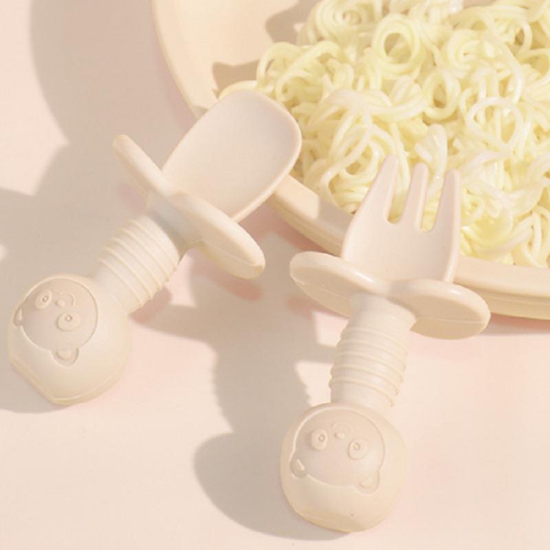 ベビー 離乳食 フォーク スプーン シリコン クマ トレーニング 6ヶ月から ショートハンドル 滑り止め 2..