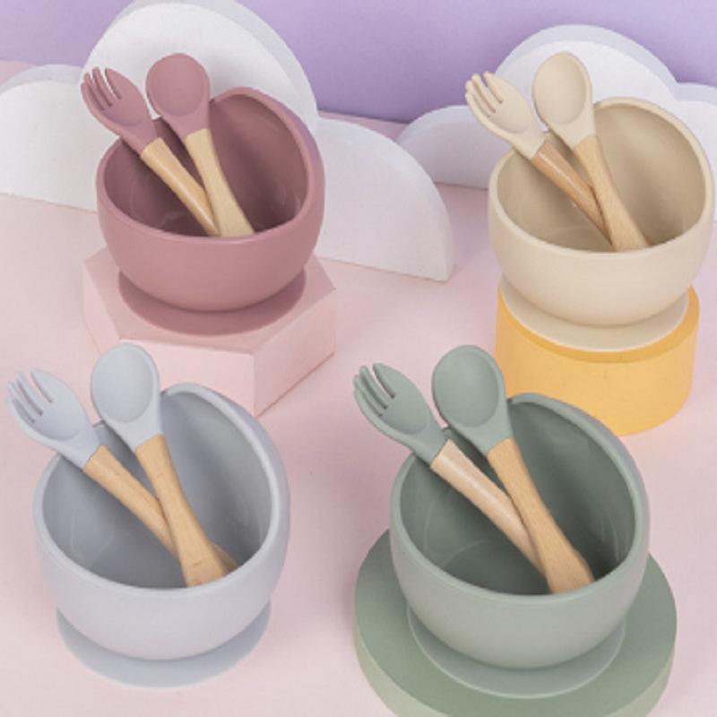 ベビー食器 子供用 食品グレード シリコン製 吸盤付き 転倒防止 滑り止め 軽量 離乳食 ボウル お皿 プ..