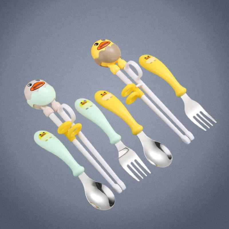 カトラリーセット 子供 赤ちゃん キッズ ベビー アヒル キャラクター フォーク スプーン 箸 トレーニン..