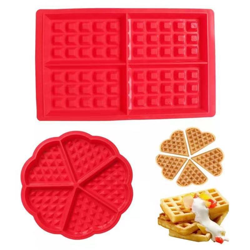 製菓型 ワッフル クッキー シリコンモールド スクエア ハート形 4個取り 5個取り 耐熱性 お菓子作り DIY 手作り ベーキングツール 家庭用 キッチン用品