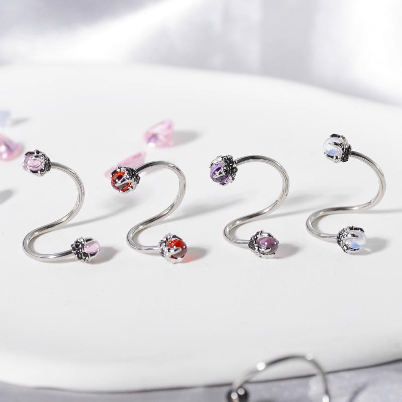 ボディピアス ユニセックス 男女兼用 Sバー 龍爪デザイン ドラゴンクロー ステンレス製 サージカルステ..