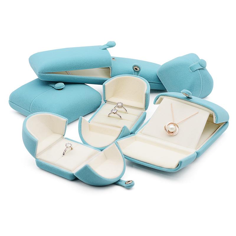 ジュエリーボックス アクセサリーケース スカイブルー 両開き ベロア ベルベット 複合素材 おしゃれ 高..
