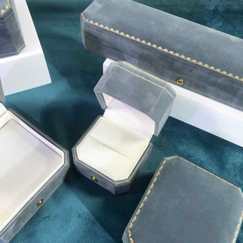 ジュエリーボックス 高級感 八角形 ベロア 箔押し 斜めカット 指輪 リング ネックレス ピアス イヤリン..