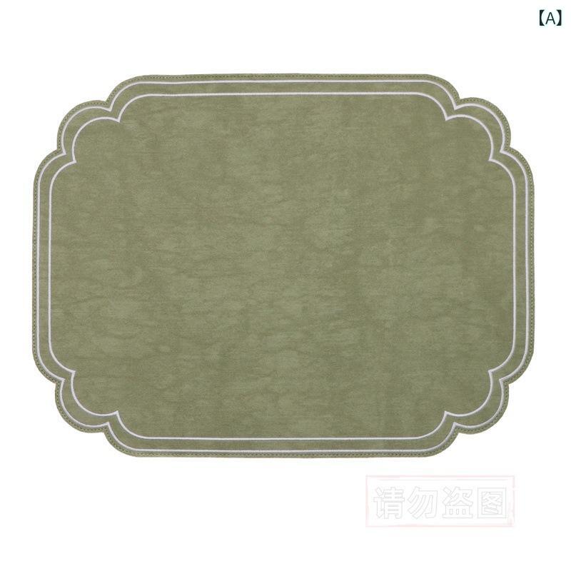 ランチョンマット テーブルマット 布目調 レザー 合皮 精巧刺繍 防水 撥水 防汚 お手入れ簡単 イージーケア 洗える ダイニング 食卓 レストラン カフェ モダン 円形 スクエア 変形