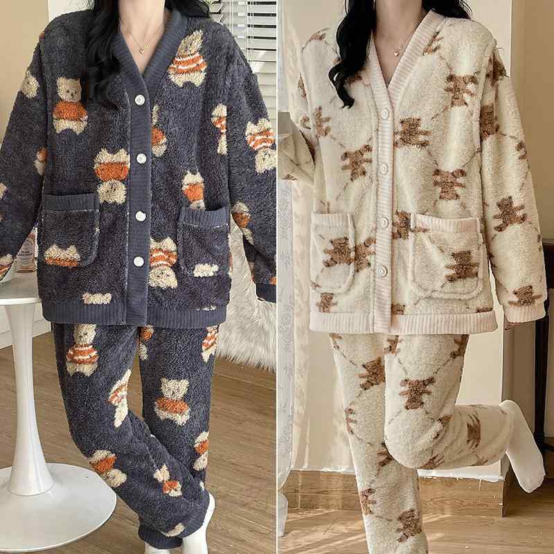 マタニティ 授乳パジャマ 妊婦 産後 女性 あったか 厚手 保温 防寒 サンゴフリース コーラルベルベット..