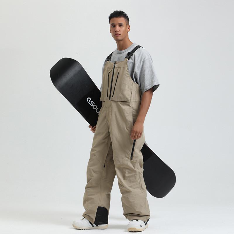 スキーパンツ メンズ 男性用 ビブ オーバーオール スノーボード 冬 防風 防水 ワイドレッグ ルーズフィ..