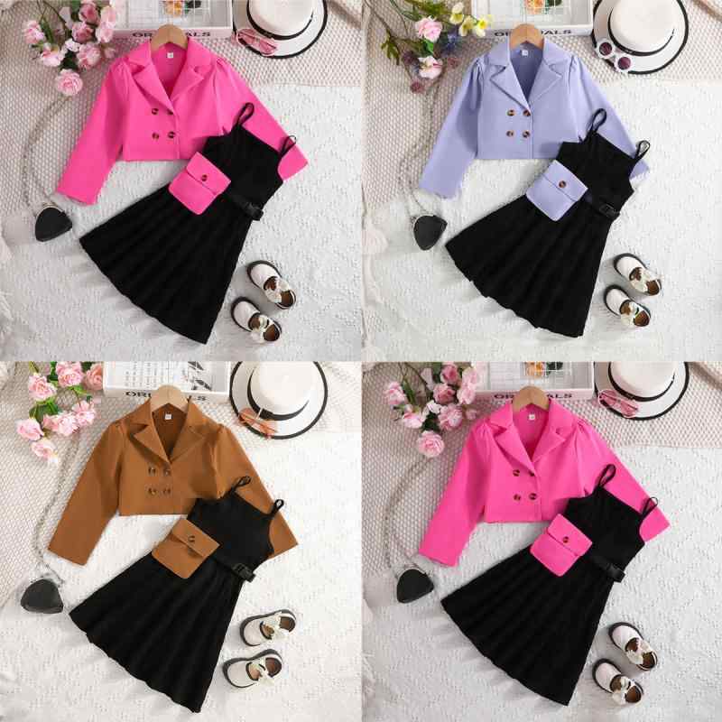 子供服 女の子 韓国風 おしゃれ かわいい 長袖 アウター ジャケット スカート ボトムス バッグ 鞄 3点..