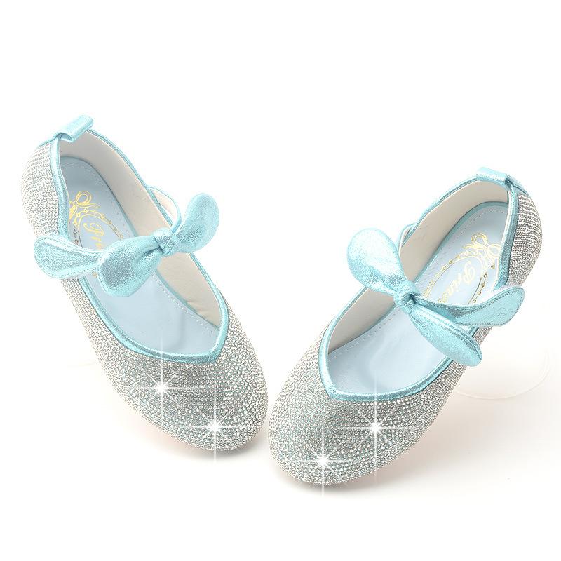 パンプス 女の子 キッズ フラットシューズ ラインストーン グリッター 柔らかい履き心地 マジックテー..