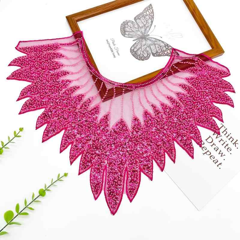 付け襟 欧米風 重厚感 豪華 刺繍 スパンコール パール ビーズ キラキラ 装飾 エレガント ライトラグジ..