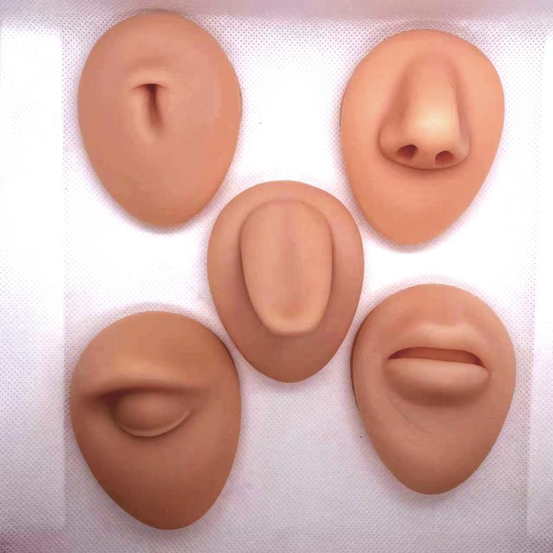ピアッシング練習用モデル 人体顔パーツ 人体模型パーツ シリコーン製 肌色 ボディピアス 穿孔 穴開け ..