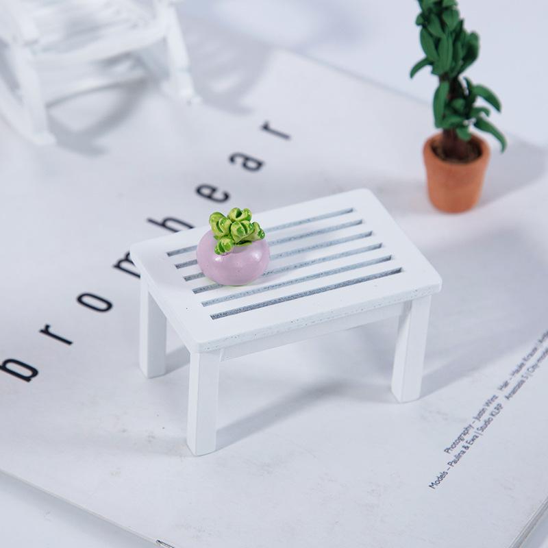 ミニチュア家具 1/12 ドールハウス用 木製 樺材 ホワイト 透かし彫り コーヒーテーブル サイドテーブル ハンドメイド 情景 ディスプレイ小物