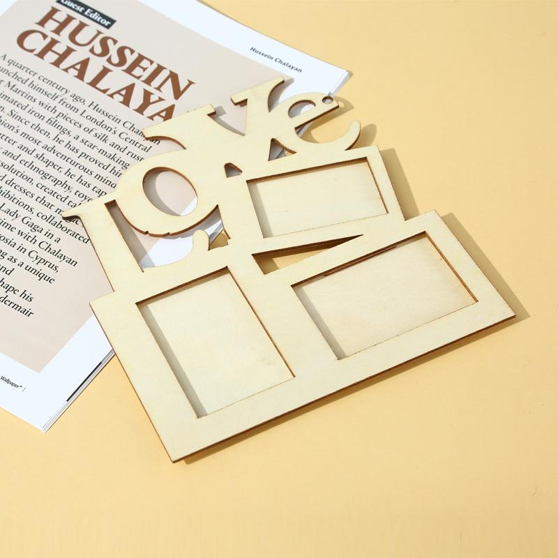 工作キット 子供 キッズ 木製 LOVE フォトフレーム DIY 手作り 塗り絵 スノーフレーク粘土 デコレーション アート 知育 写真立て ハンドメイド ナチュラルウッド