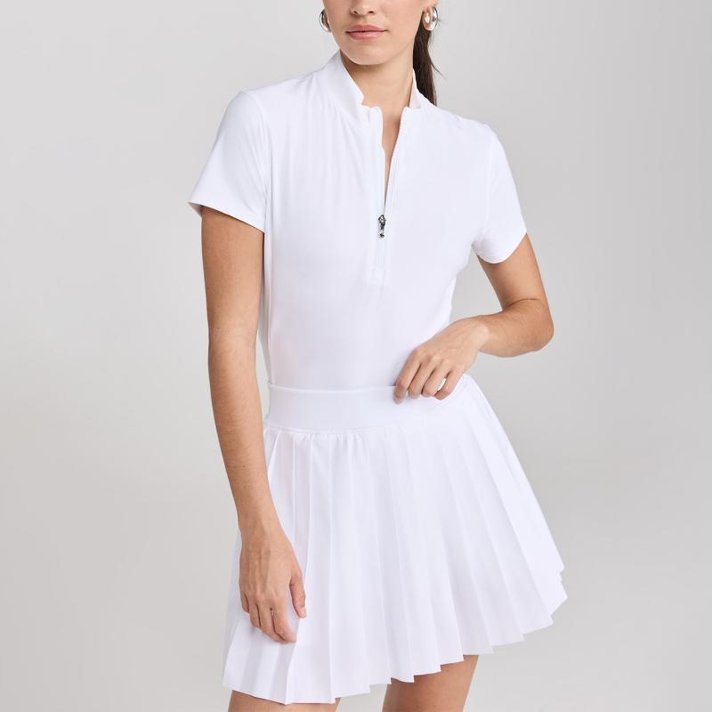 Tシャツ レディース クォータージップ 半袖 ヨガ ピラティス ランニング トレーニング スポーツウェア 吸汗速乾 伸縮性 ナイロン スパ..