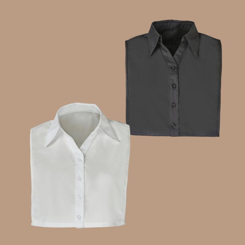 つけ襟 レディース シンプル ベーシック 万能 コットン ポリエステル オフィス ブラウス シャツ 通勤 フォーマル 重ね着風 ブラック ホワイト(4)