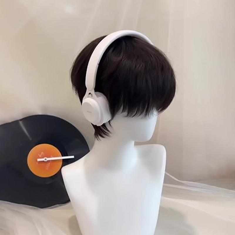 メンズ ウィッグ フルウィッグ 韓国風 スタイリッシュ ナチュラルショート ふんわり レイヤーカット ボリュームアップ 日常使い 小顔効果 高温耐熱ファイバー ブラックブラウン