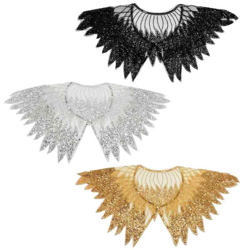 ショール レディース 付け襟 スパンコール 刺繡 一体型 ウェディング ブライダル 結婚式 パーティー ド..