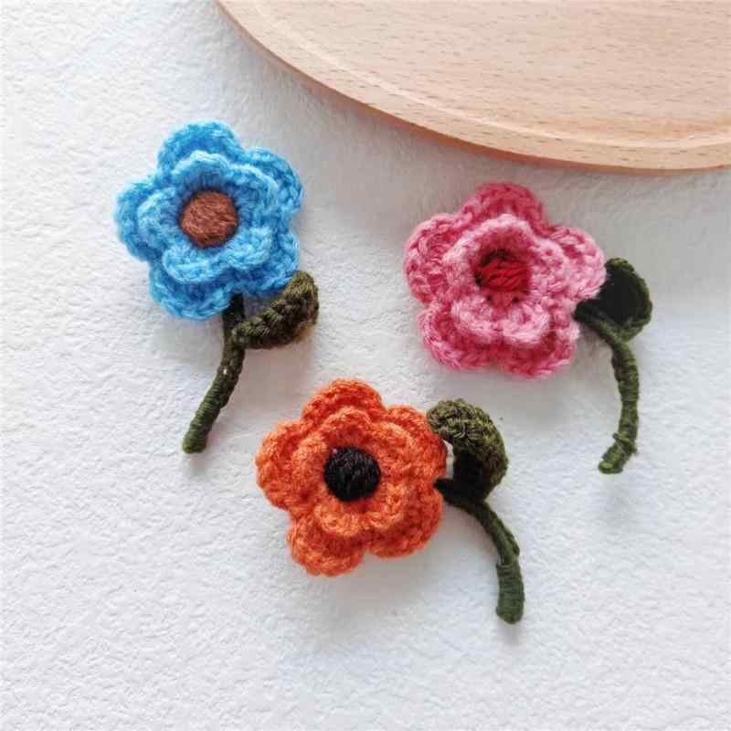 ブローチ レディース 森ガール 日韓系 手作り 毛糸編み ひまわり クロシェット フラワーモチーフ かわ..