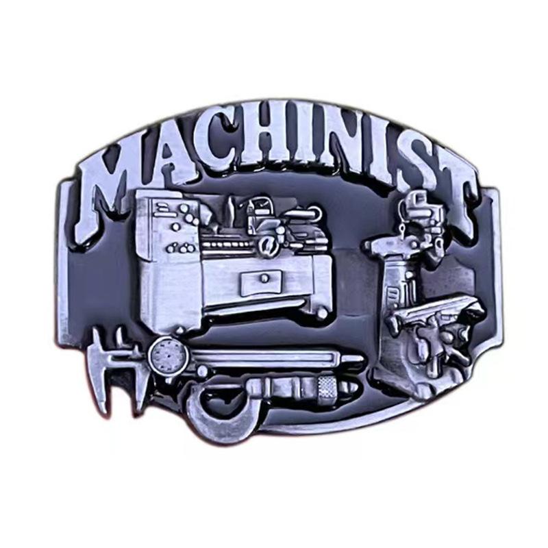 ベルトバックル メンズ 男性用 マイクロメーター風 メカニカルデザイン 工具モチーフ 亜鉛合金製 プレ..