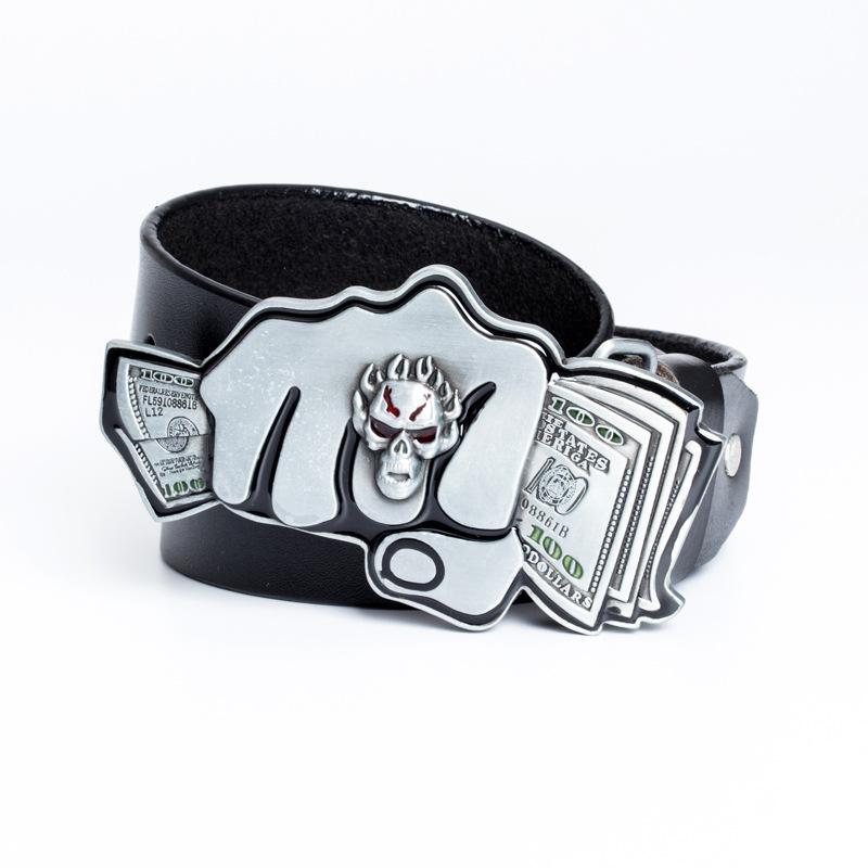 ベルト メンズ 個性的 ファッション 紙幣柄 ドル札柄 スカル アニメーション 一枚革 牛革 本革 レザー ..