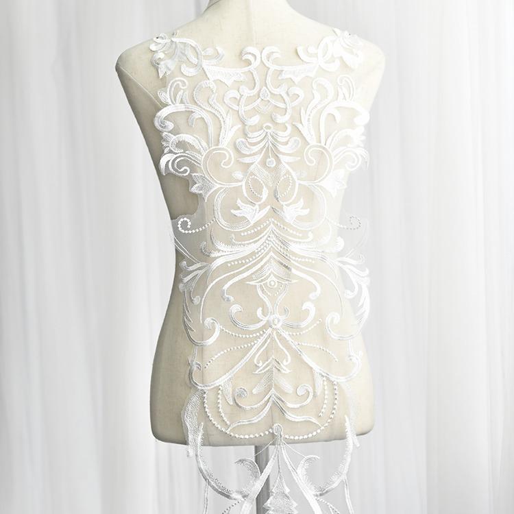 刺繍アップリケ 特大 欧米風 高級感 フラワーモチーフ ブライダル衣装 ウェディング小物 ヘッドピース ..