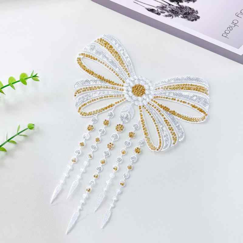 ワッペン ゴールド スパンコール キラキラ 刺繍 アップリケ 手芸材料 デコレーションパーツ ハンドメイ..