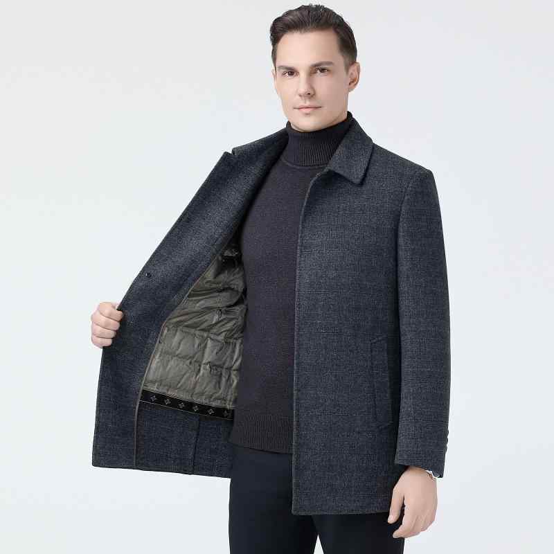 コート メンズ 中年男性向け 高級感 ライトラグジュアリー ウール ロング丈 秋冬 厚手 保温 防寒 シングルブレスト グレー 取り外し可..