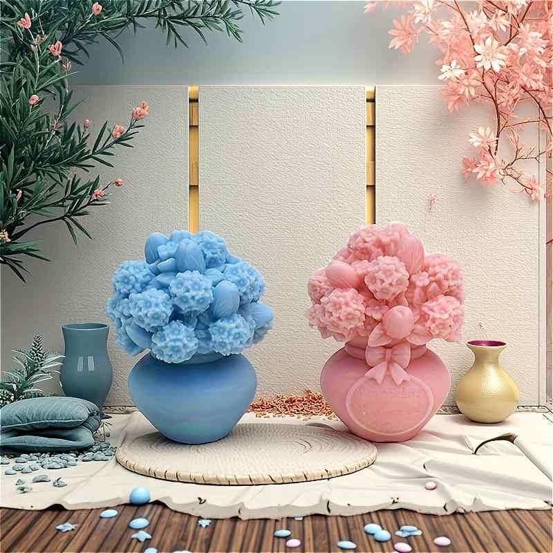 シリコンモールド 食品級 アジサイ チューリップ 花束 花瓶 アロマキャンドル 石膏オブジェ レジンアー..