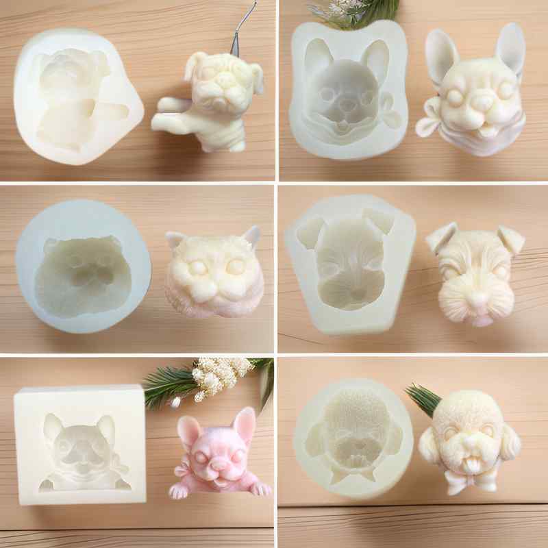 シリコンモールド かわいい 犬型 トイプードル シュナウザー ブルドッグ パグ ハスキー シャーペイ ア..