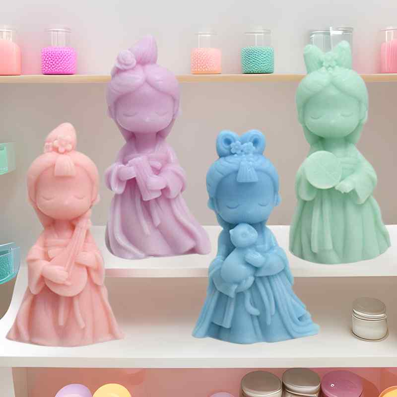 シリコンモールド 女の子 立体 カートゥーン ドール アロマストーン 石膏 レジン キャンドル DIY 手作り クラフト 手芸 ホビー 雑貨作成 高品質 シリコン型 抜き型(x2)