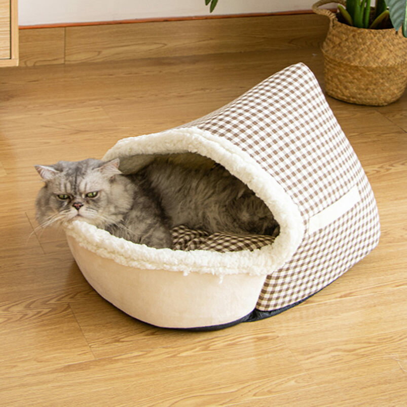 800円OFFクーポン 猫ハウス 冬 ドーム型 キャットハウス 猫 犬 ベッド 春夏秋冬 ペット用品 おしゃれ ドッグハウス 小型犬 猫用 丈夫 滑り止め 高反発 かわいい 屋内 犬 イヌ ネコ クッション オールシーズン 犬 隠れ 丸洗い もふもふ 犬・猫兼用 XMTAN