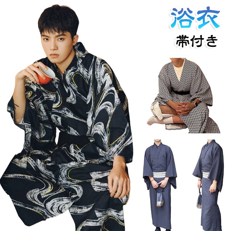 日本人男性に似合う、定番の落ち着いた縞柄x無地感の浴衣です サイズ F サイズについての説明 着丈：140cm 推奨体重：50-80kg 素材 ポリエステル 色 黒 なみ（黒） 紺（全柄） 縞（黒） なみ（藍色） 褐色 紺1 縞（白） 縞（紺） 水玉x縞 縞（緑）01 浅藍 紺2 瑞雲 白（全柄） 浅黄色 にしきごい 縞（緑）02 龍 なみ（紺） 備考 ●サイズ詳細等の測り方はスタッフ間で統一、徹底はしておりますが、実寸は商品によって若干の誤差(1cm〜3cm )がある場合がございますので、予めご了承ください。 ●商品の色は、撮影時の光や、お客様のモニターの色具合などにより、実際の商品と異なる場合がございます。あらかじめ、ご了承ください。 ●製品によっては、生地の特性上、洗濯時に縮む場合がございますので洗濯時はご注意下さいませ。 ▼色味の強い製品によっては他の衣類などに色移りする場合もございますので、速やかに（脱水、乾燥等）するようにお願いいたします。 ▼生地によっては摩擦や汗、雨などで濡れた時は、他の製品に移染する恐れがございますので、着用の際はご注意下さい。 ▼生地の特性上、やや匂いが強く感じられるものもございます。数日のご使用や陰干しなどで気になる匂いはほとんど感じられなくなります。