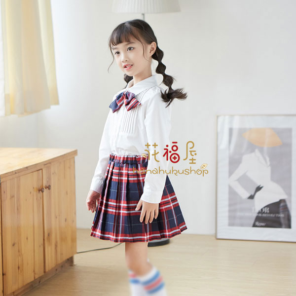 送料無料 韓国子供服 セットアップ 女の子 フォーマル スーツ 3点セット 入園式 卒園式 スーツ 発表会 七五三 スーツ 90 100 110 120 130 子供 キッズ シャツ+スカート+蝶ネクタイ 長袖 チェック柄 結婚式 呼ばれ 発表会 スーツ 春着 秋着 演出 文化祭 学園祭 舞台 団体服