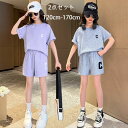 韓国子供服 女の子 セットアップ グレー パープル ジャージ 夏着 レジャー 上下セット キッズ 半袖Tシャツ+ショートパンツ 2点セット 普段着 通園着 通学...