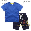 韓国子供服 キッズ セットアップ 男女兼用 夏服 シンプル 純綿 上下セット 男の子 女の子 スポーツウェア 子供用 ジャージ ベビー服 半袖Tシャツ+ネイビー...