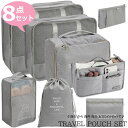 トラベルポーチ セット 旅行用 収納袋セット 8点セット 多機能 収納袋 パッキング トラベルグッズ 防水 スーツケース 収納 アメニティ ポーチ 小物 立体 ...