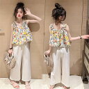 韓国子供服 女の子 セットアップ カジュアル系 夏服 ゆったり 普段着 通学着 運動着 ジュニア服 上下セット 半袖トップス+長ズボン 2点セット 子供 女の子...
