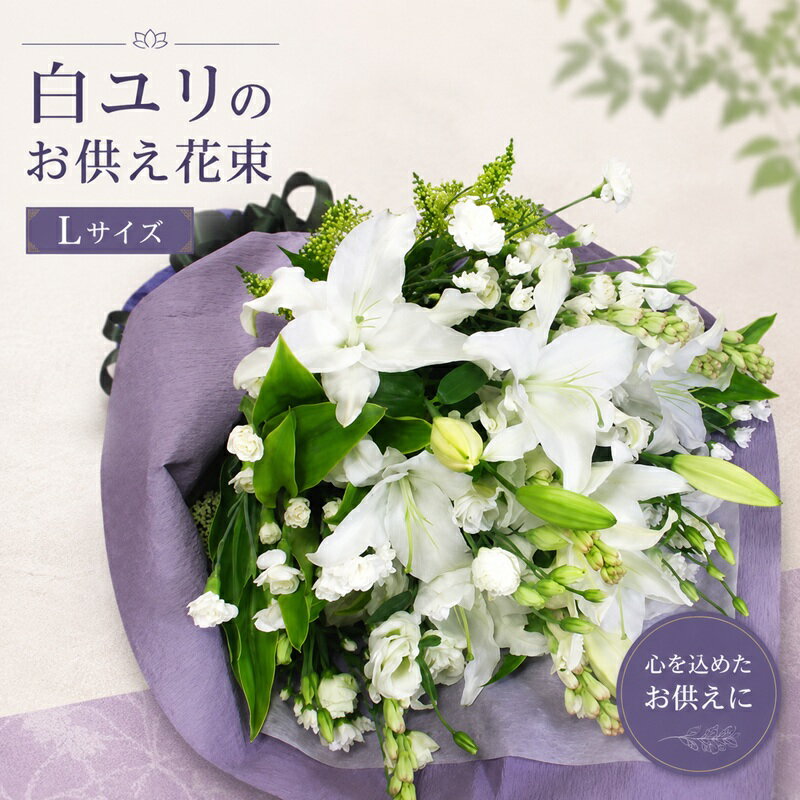 大輪 白ユリ お供え花(花束L) お盆 墓参り お供え花 お悔やみ 命日 仏事 法事 法要 ペットのお供え ご仏前 ご霊前 墓参 喪中 喪中見舞い お彼岸 ユリ 花 ギフト 葬儀 通夜 お葬式 お供え専用 