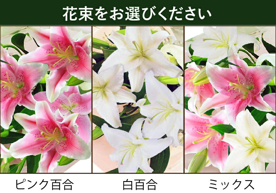 母の日 ゆり 百合 花束 産地直送 新鮮 プレゼント 生花 フラワーギフト 2024 エーデルワイス 豪華大輪 母の日 ユリ15輪の花束 白 ピンク ミックス