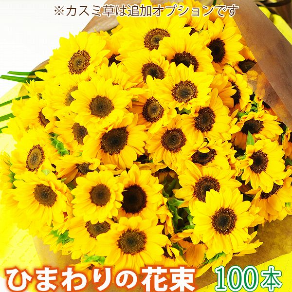 ひまわり 誕生日 プレゼント 花束 プロポーズ 切花 100本 お見舞い 退院祝い 御中元 お中元 宅配 送料無料 フラワーギフト エーデルワイス ひまわりの花束 100本