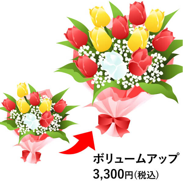 ボリュームたっぷり花束 お花のボリュームアップ 3,300円(税込)分 ボリュームアップ 花束・アレンジメント等への追加用 これ単体での発送はできません 誕生日プレゼント お祝 花ギフト 花宅配 プレゼント