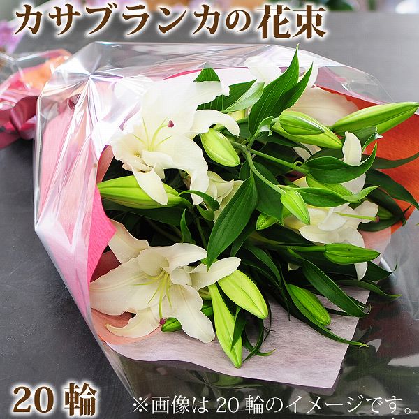 ユリ 花束 誕生日 プレゼント 贈り物 ユリ カサブランカ フラワーギフト お供え 生花 百合 お祝い 結婚記念日 退職祝い 送別会 送料無料 発表会 カサブランカの花束 大輪系 20輪以上 エーデルワイス