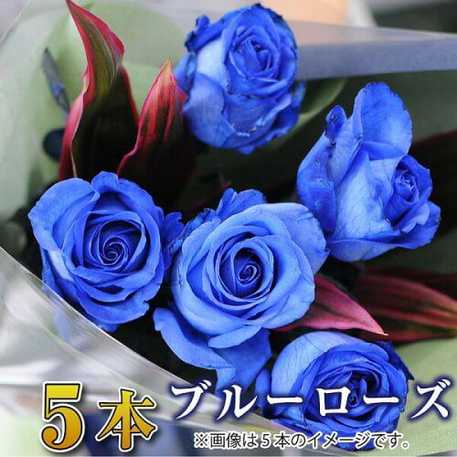 誕生日 花 ギフト バラ 花束 5本 青いバラ ブルーローズ 花束 青いバ...